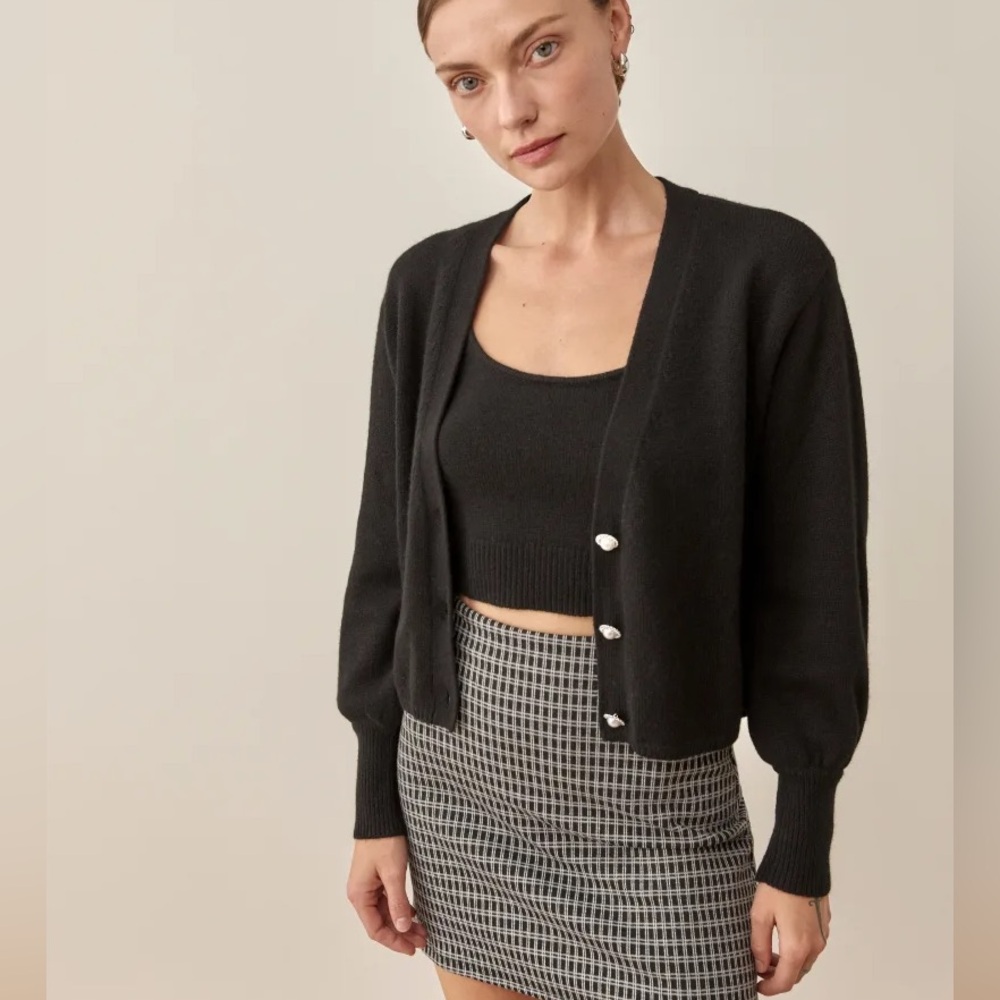 NEW Reformation Varenne Cashmere Cardigan with Embellished Buttons XS